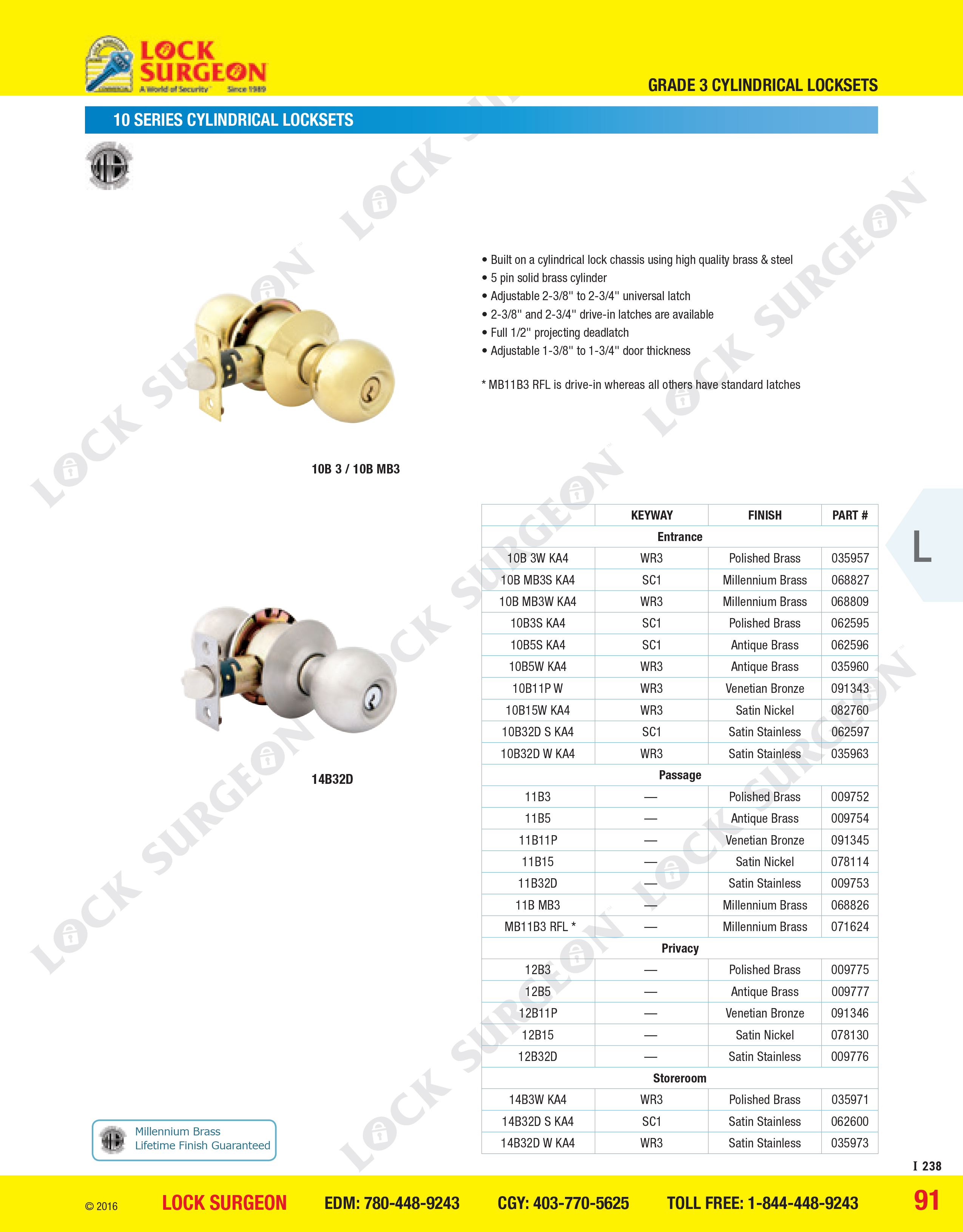 Lock Surgeon Edmonton South ball knobs and door handles in a variety of colours and lock functions.