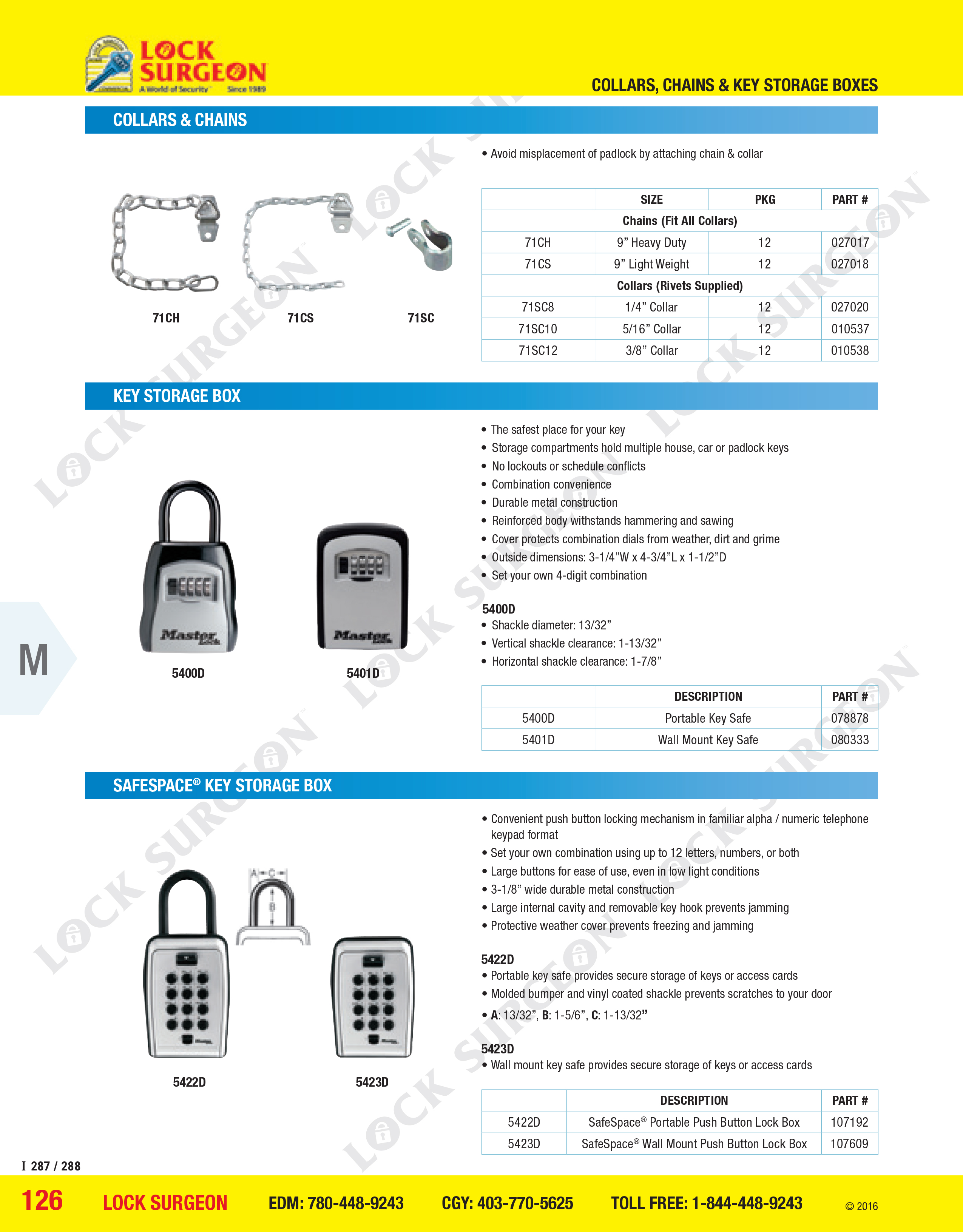 Lock Surgeon Edmonton South Collars and chains, key storage boxes, Safespace Key-storage box.