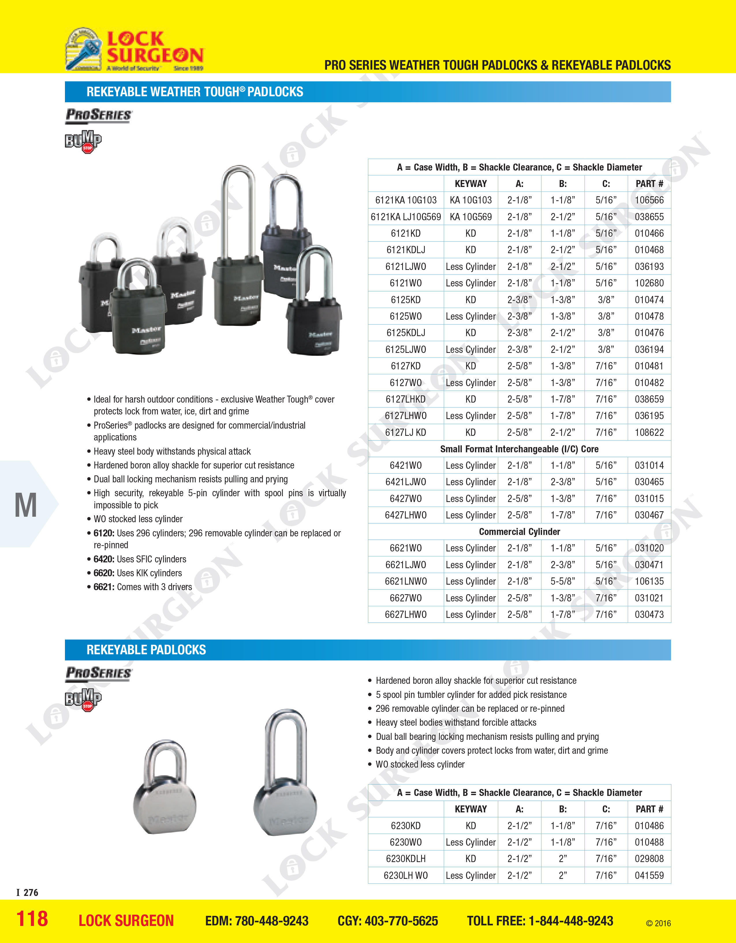 Rekeyable Weather-Tough padlocks, Rekeyable padlocks by American Lock at Lock Surgeon Edmonton South