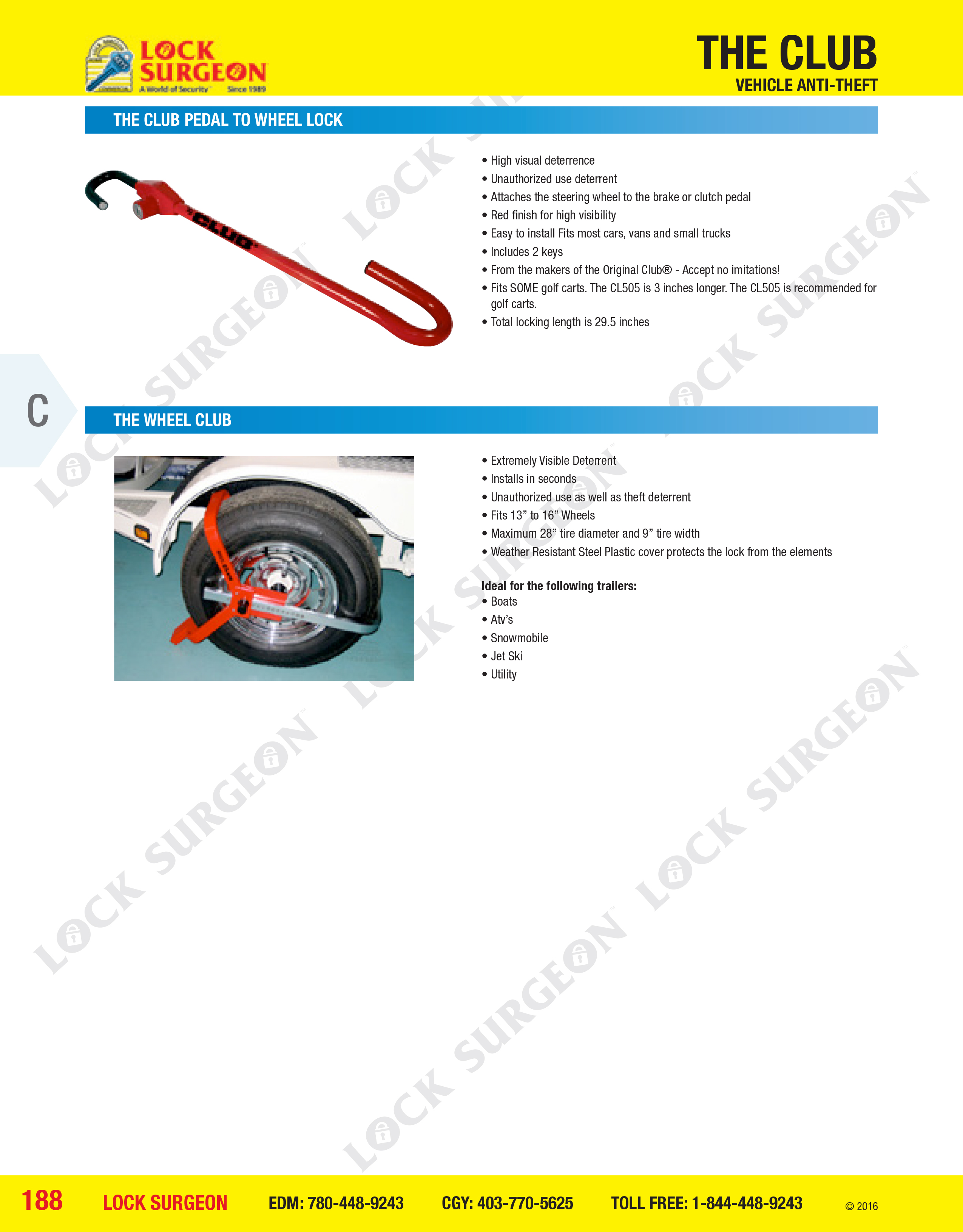 Lock Surgeon Edmonton South Club vehicle anti-theft pedal-to-wheel lock & wheel club.