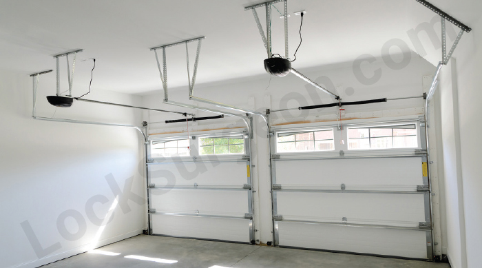 double garage door installation inside view
