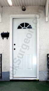 Residential door installation replacing old doors adjusted and trimmed to fit by Lock Surgeon.