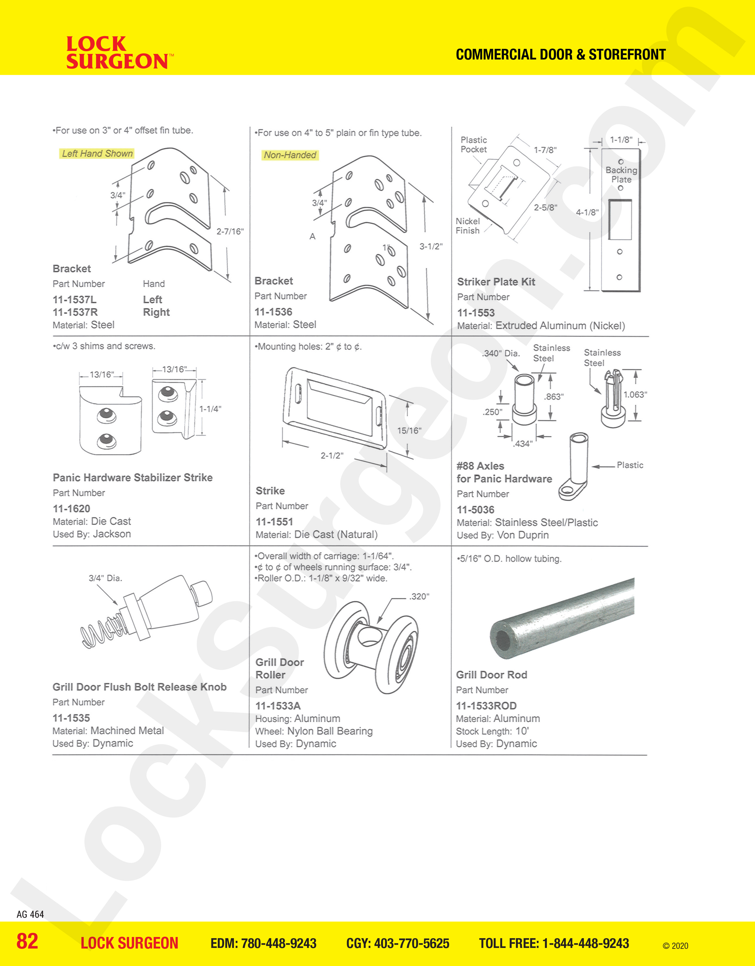 Commercial Door and Storefront door bracket and strikes