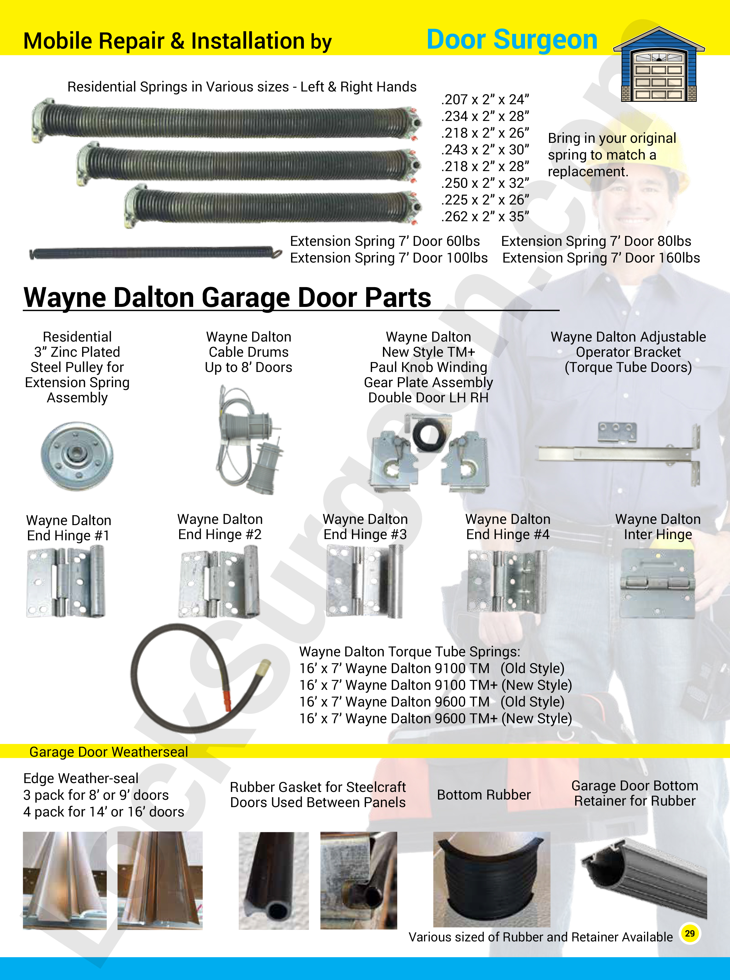 Garage door part solutions for home, commercial, and trucks. Garage door repairs, replacement parts.
