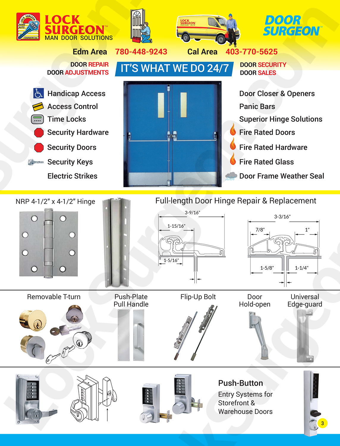 Lock Surgeon mobile commercial industrial steel door repair & installations door closers panic bars.