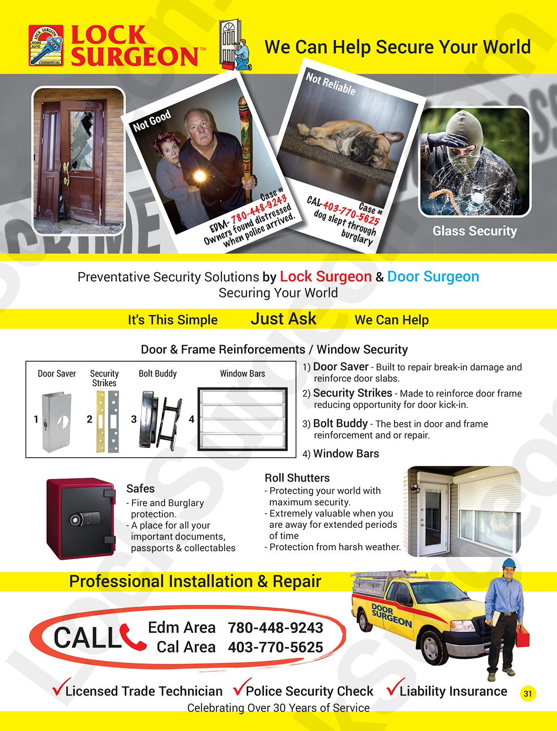 Lock Surgeon preventative security solutions door savers security strikes bolt buddies window bars.