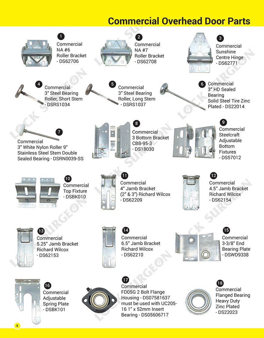 Edmonton Lock Surgeon replacement parts for commercial overhead doors.