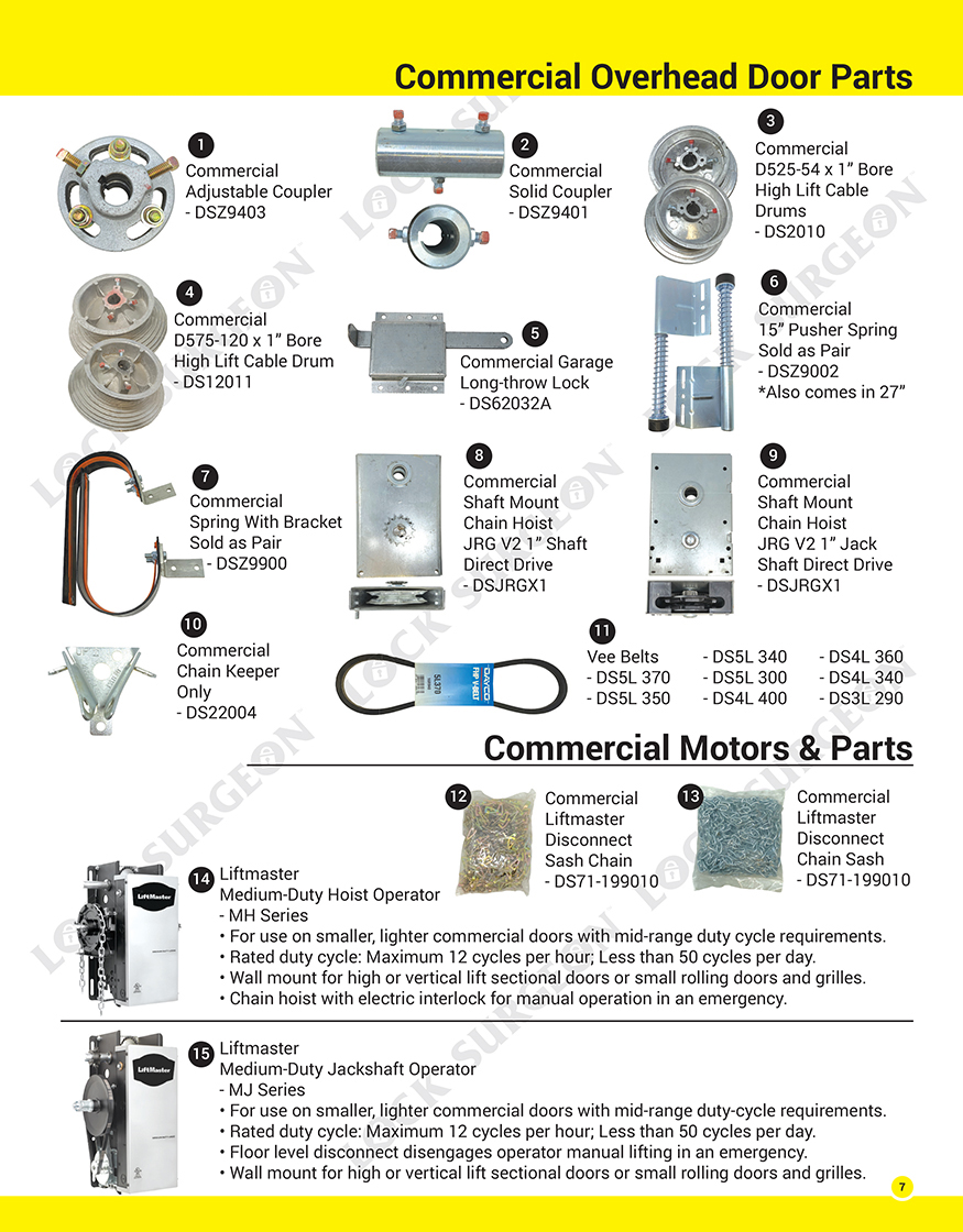 Lock Surgeon Edmonton replacement parts and motors for commercial overhead doors.