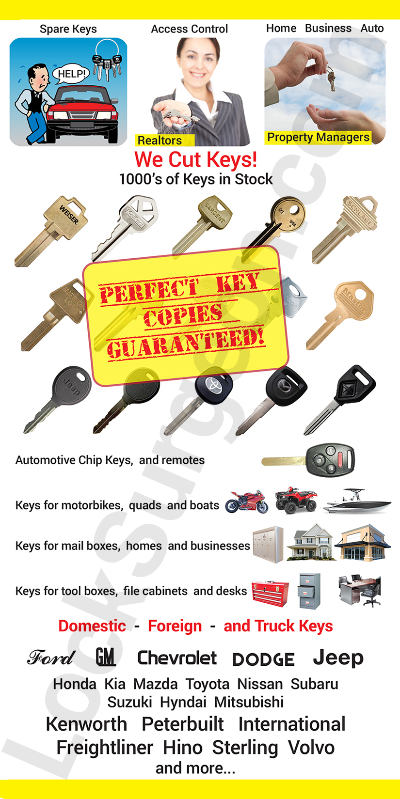 Lock Surgeon Edmonton counter sales and service 1000s of keys in stock.