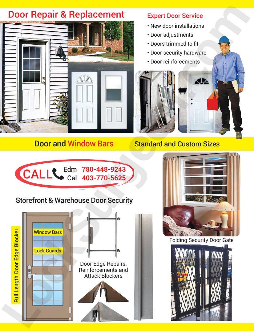 Lock Surgeon Edmonton in-store display and consultation for door repairs or replacment.