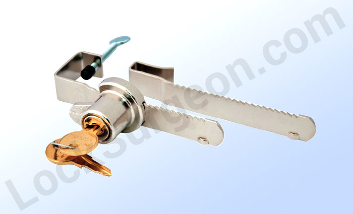 Showcase ratchet locks for stores and shops sold and serviced by Lock Surgeon Edmonton