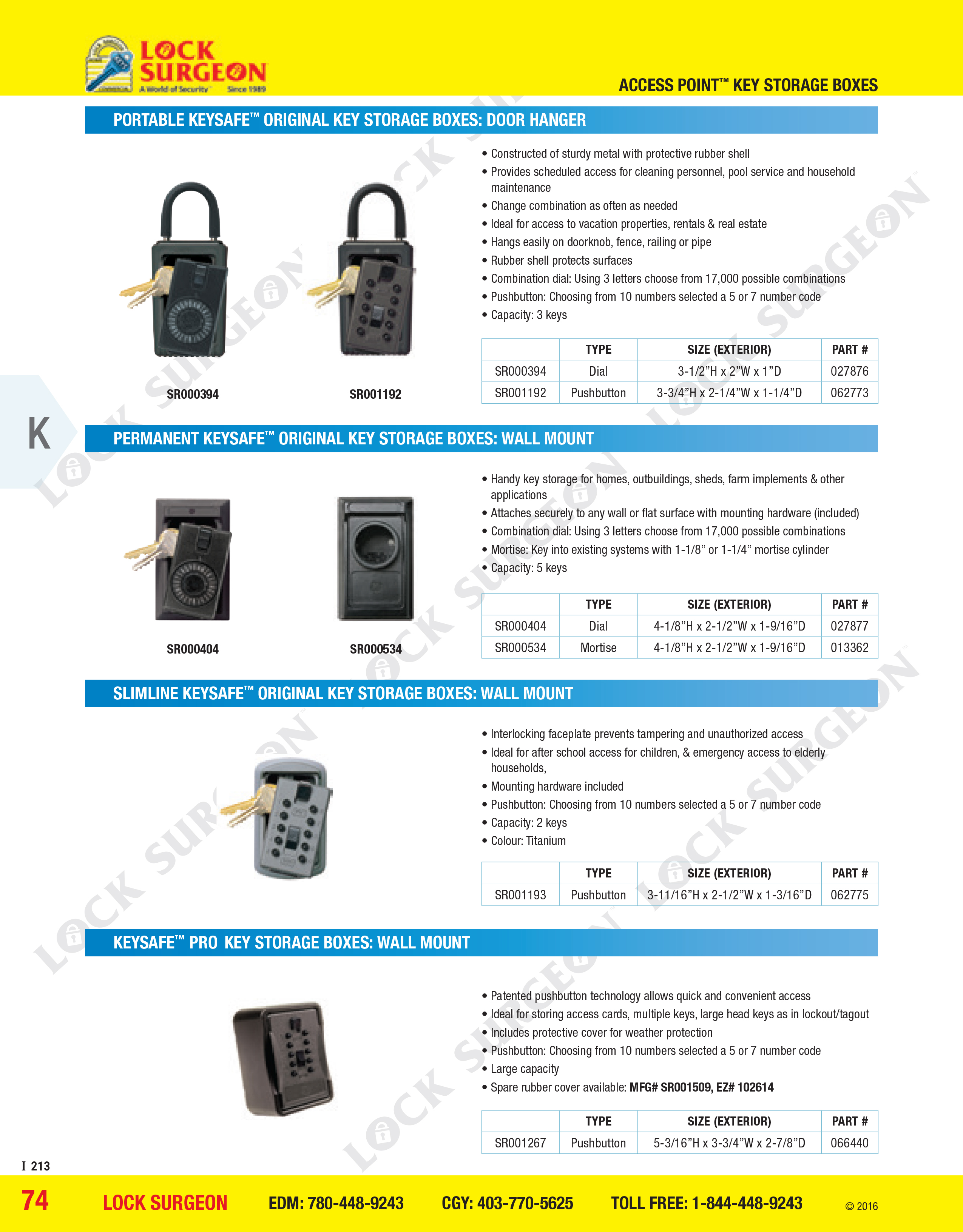 Portable Keysafe original key storage boxes: door hanger, Permanent Keysafe