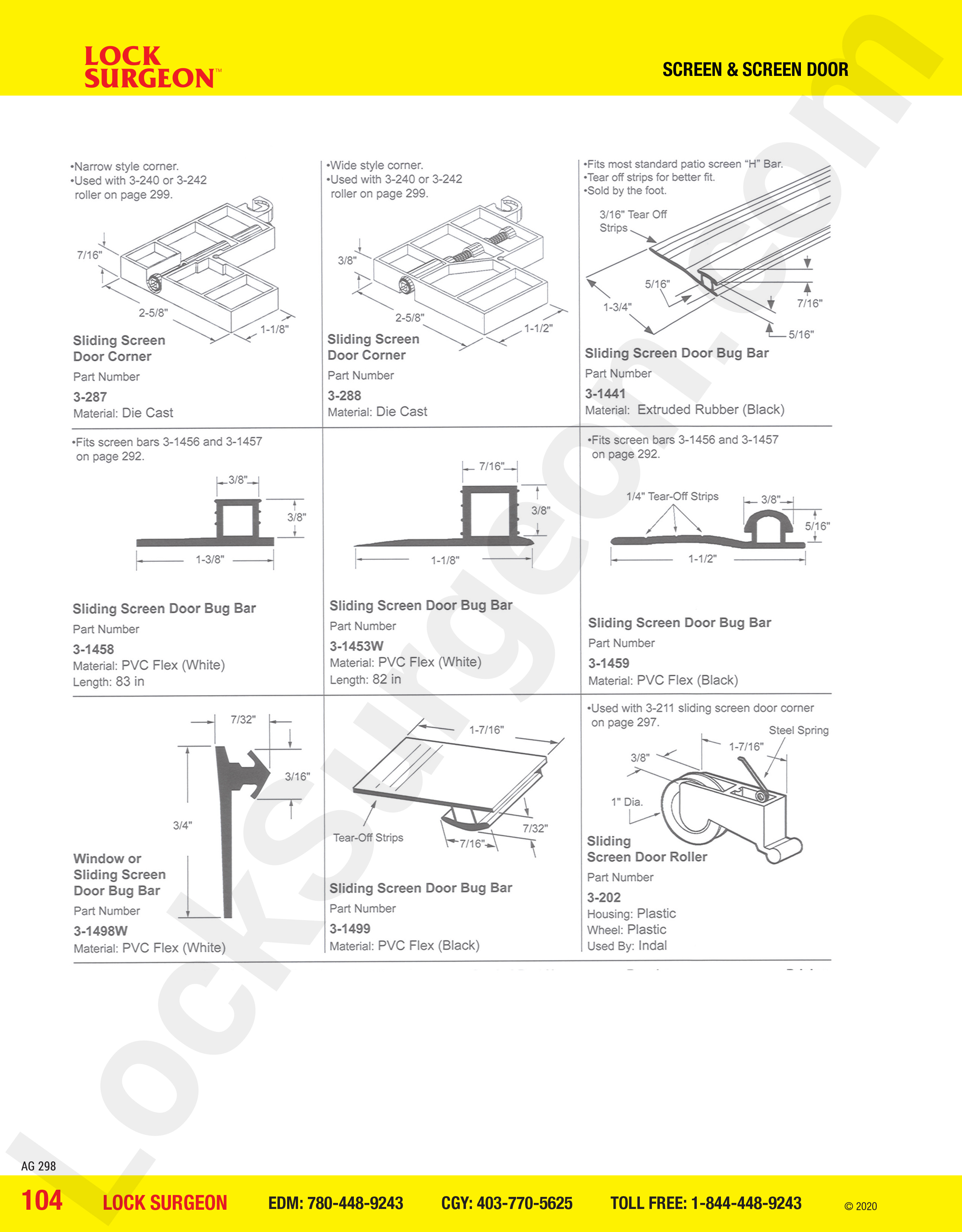 Screen and Screen Door sliding screen bug bars