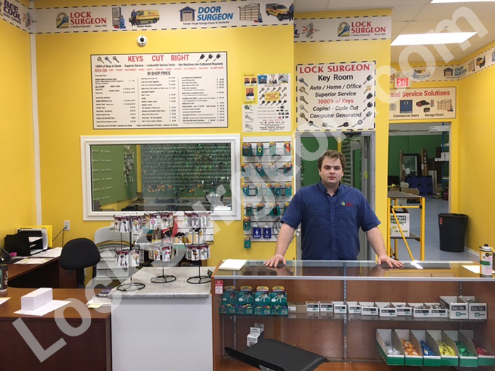 Derrick Lock Surgeon locksmith sales and service parts counter technician.
