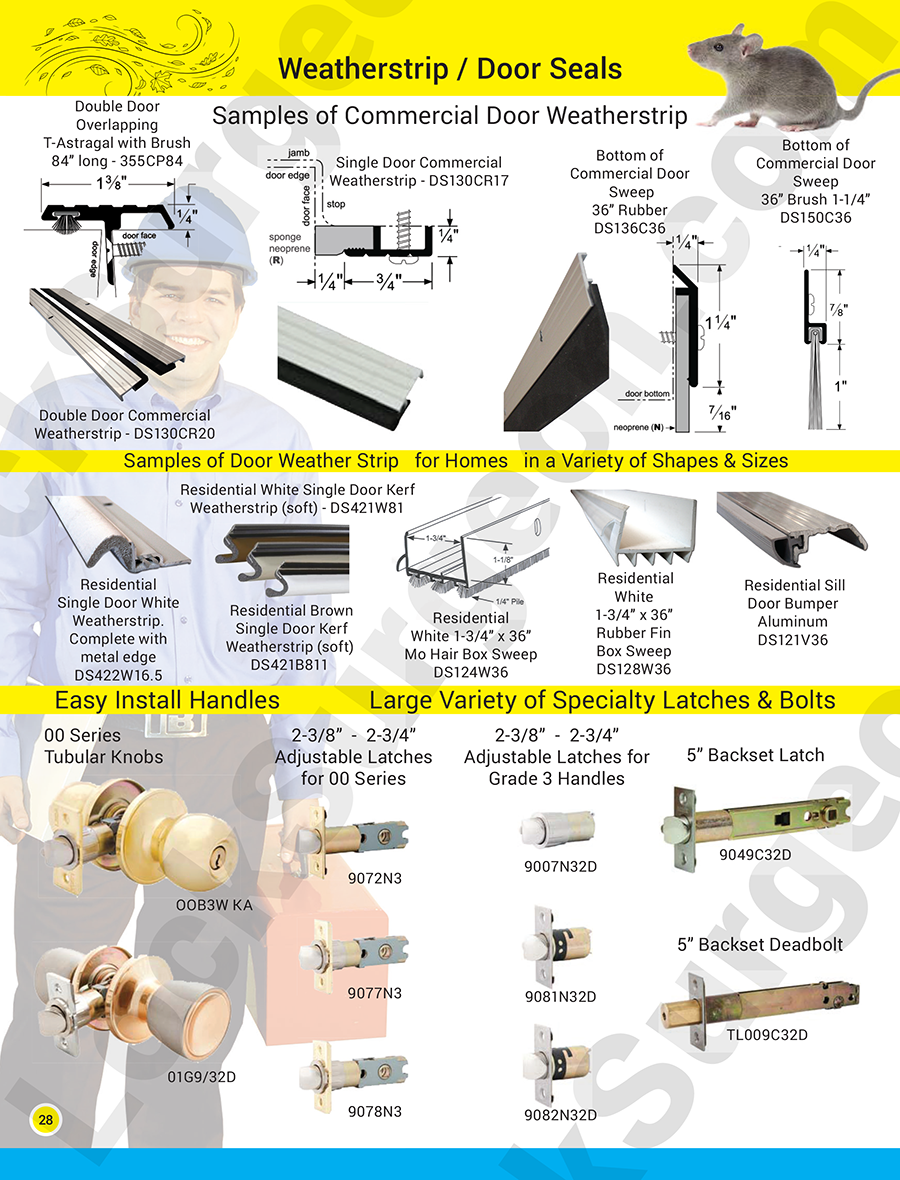 Door weatherstrip replacment handles replacement handle latches & replacement deadbolt bolts.