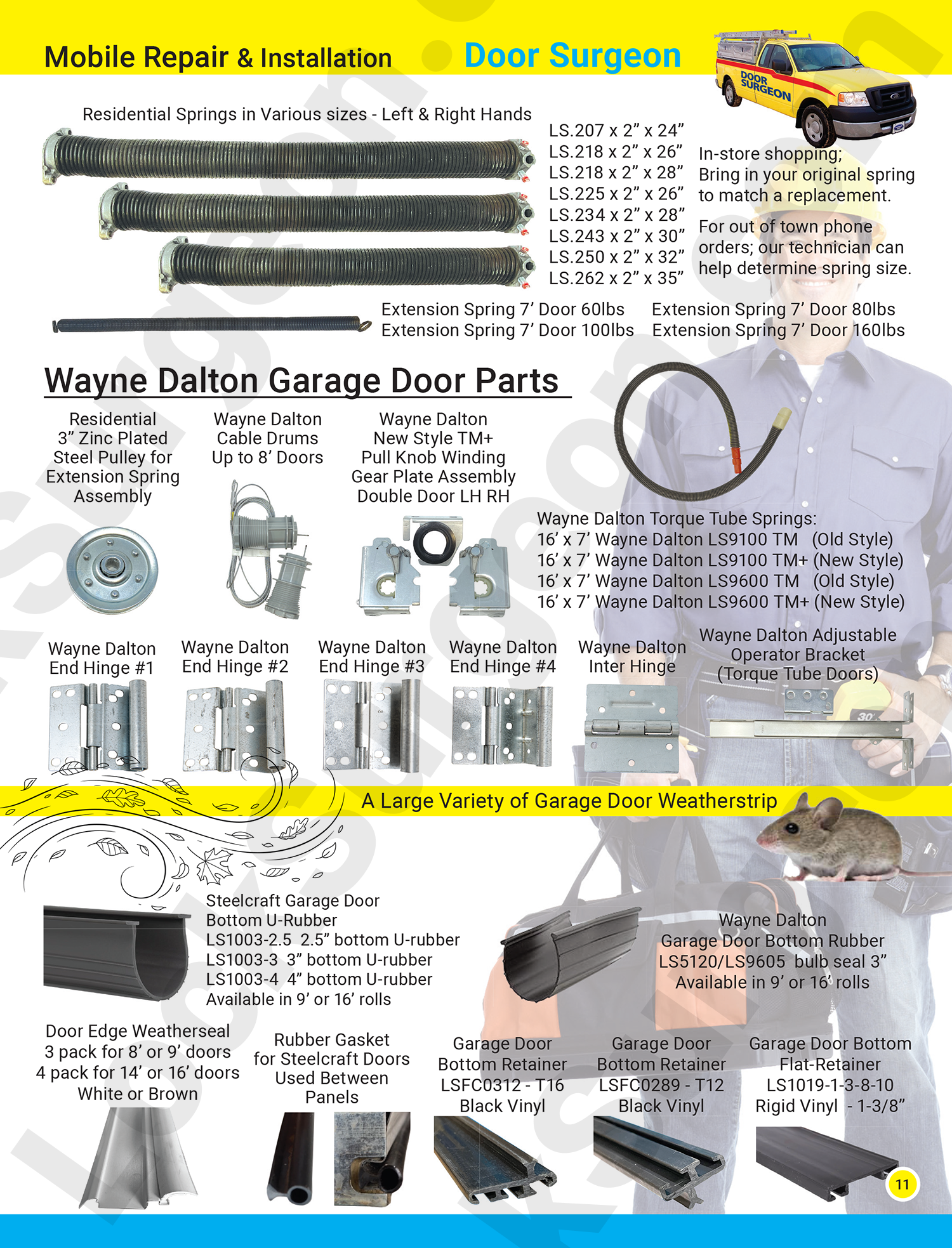 Garage door parts springs weatherstrip. Garage door repairs, replacement parts and new garage doors.