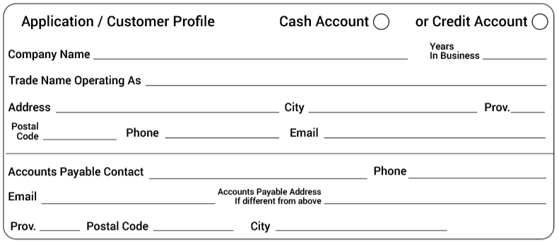Lock Surgeon cash and credit account application form for commercial locksmith & door repair service