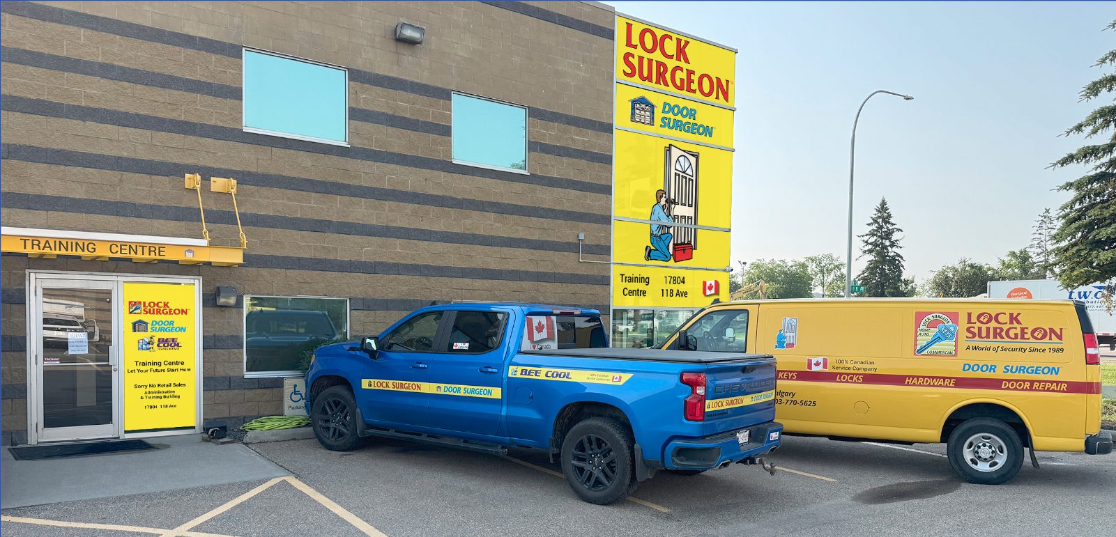 Lock Surgeon Door Surgeon & Bee Cool new locksmith & garage door repair training centre in Edmonton.