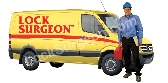 Lock Surgeon mobile door break-in & hinge repair & door security hareware service team.
