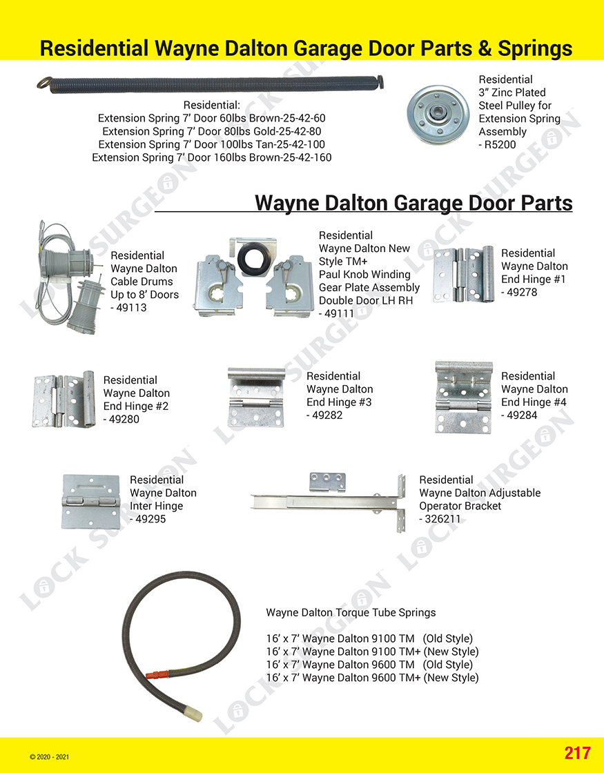 Devon Lock Surgeon garage door parts: extension coils zinc-plated steel pullies wayne dalton parts.