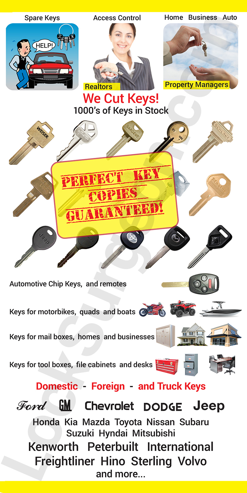 Locksmith Calgary counter sales and service for 1000s of keys for products like cars homes bikes or boats.