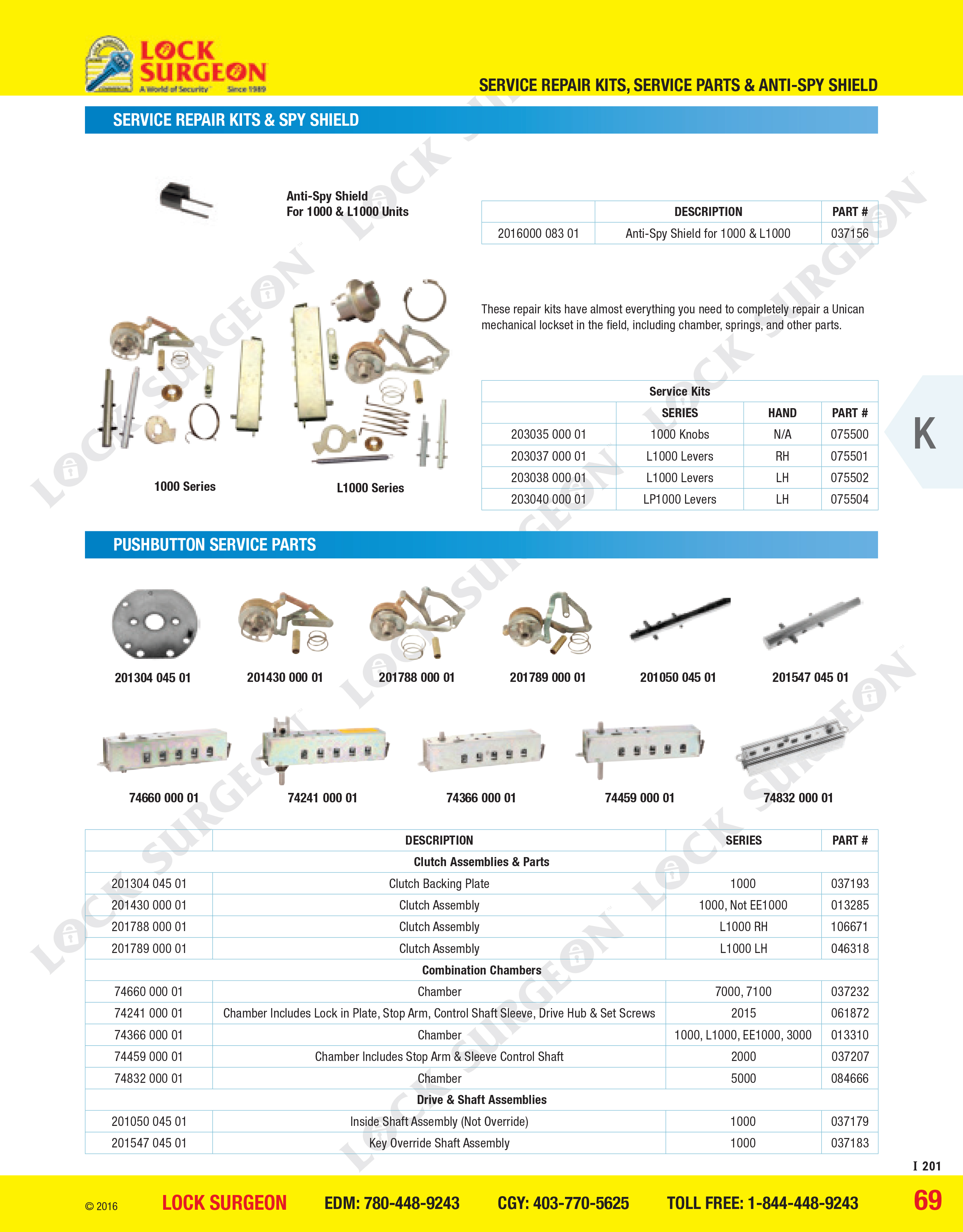 parts for commercial digital entry kaba lock sets, push-button service parts, clutch assemblies, combination chambers, drive and shaft assemblies