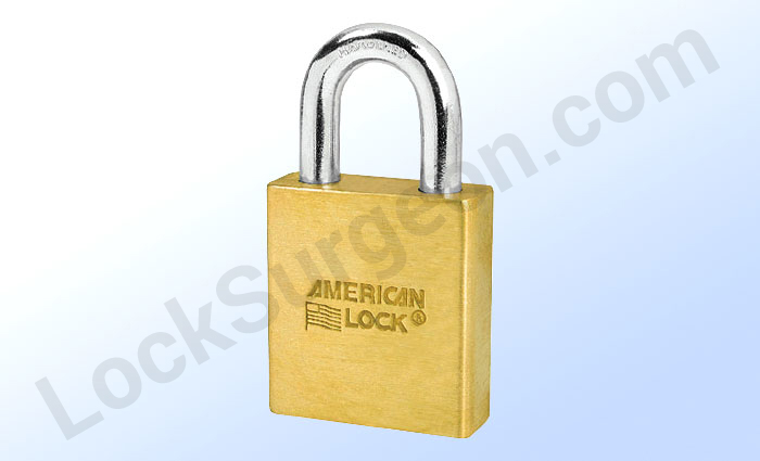 Door-key compatible brass American Lock padlock series A3700 sold by Lock Surgeon mobile.
