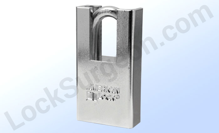 Lock Surgeon mobile technicians sell American Lock shrouded padlock series A5300.