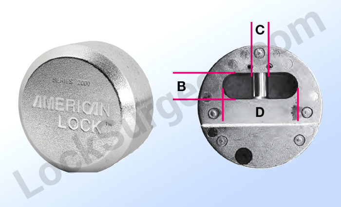 Rekeyable solid steel hidden shackle puck-locks by American Lock sold by Lock Surgeon Techs.