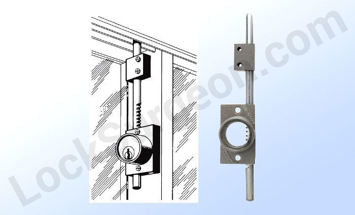 Replacement octopod lock for sliding doors illustration.