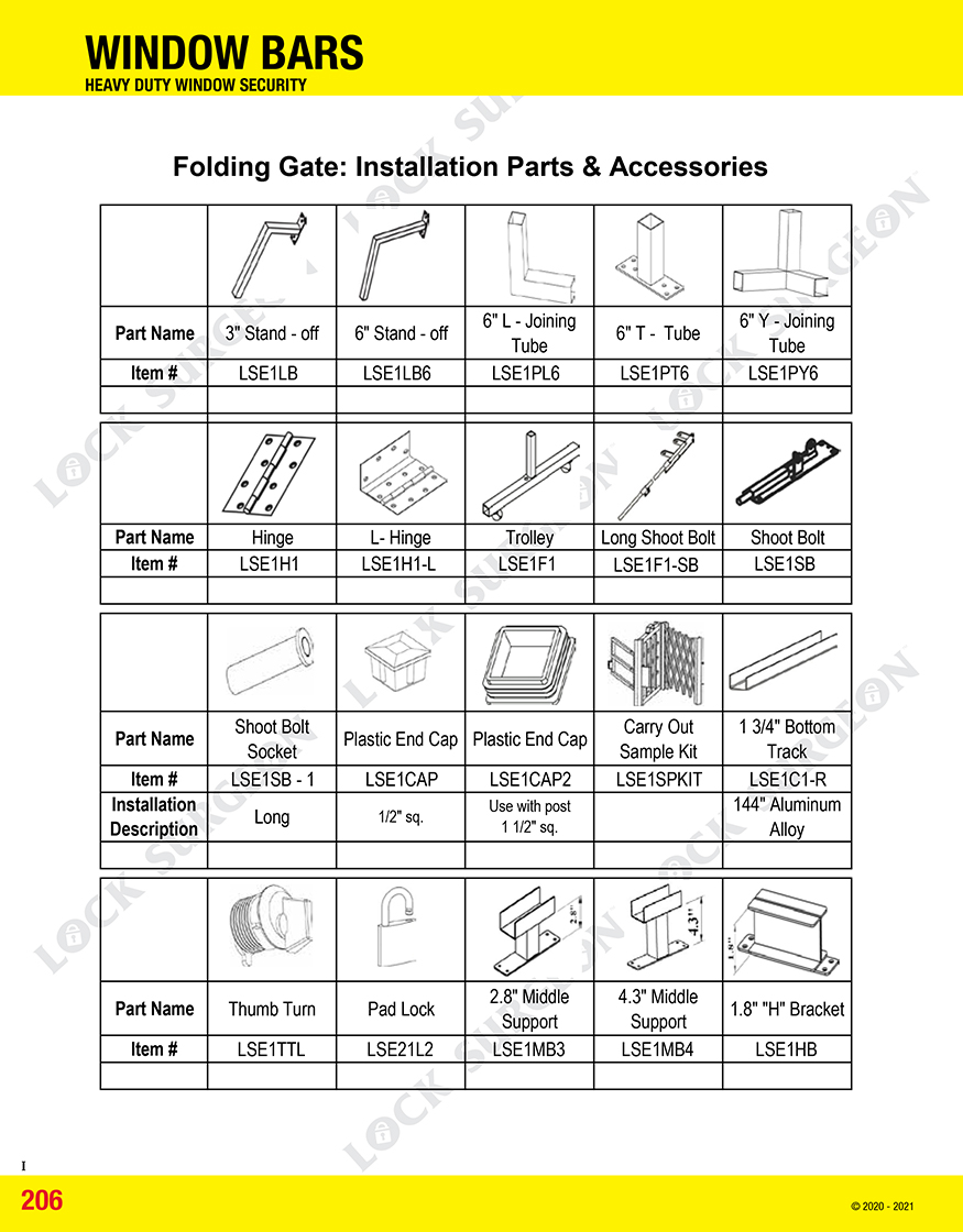 Window Bars-Folding Gate-Installation Parts and Accessories-Heavy Duty Window Security