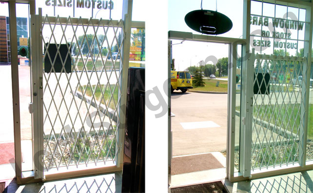 Expandable Security Gates for protecting storefronts and office building entrances.