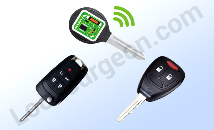 Automotive remote chip key keyless entry remote proximity key transponder key fob or high security.