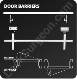 Leduc door barrier bars stock size fits most commercial industrial doors.