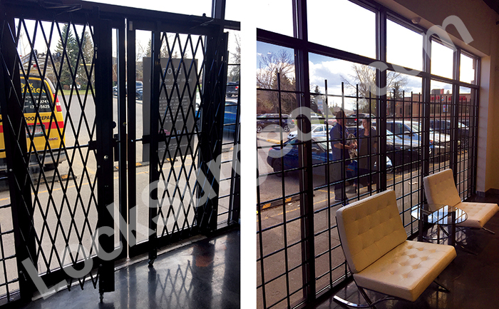 Nisku mobile door security window bars expandable security gates in white or black.