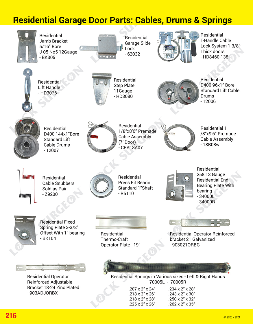 Residential garage door parts cables drums and springs Nisku.