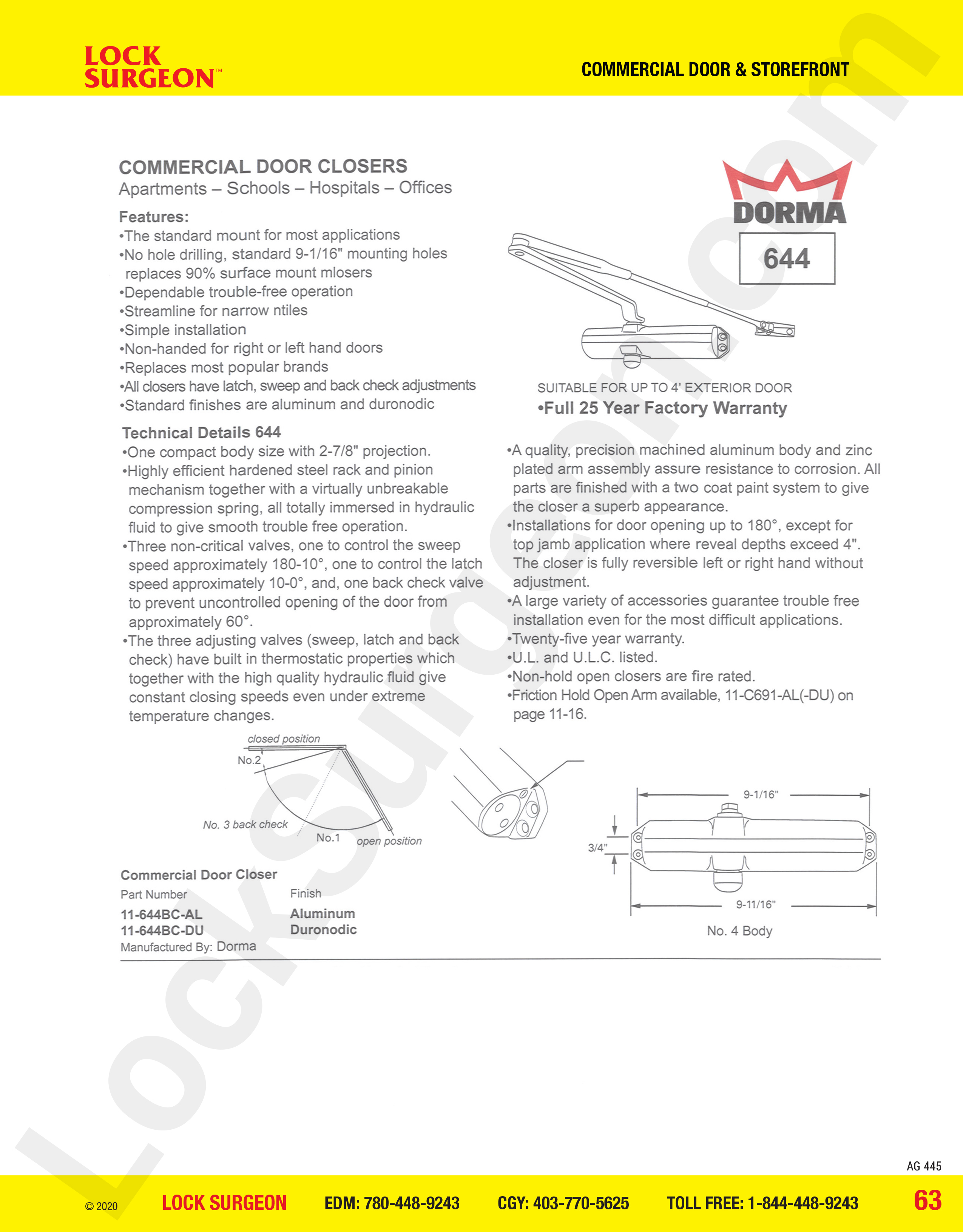 Commercial Door and Storefront parts for Dorma commercial door closers