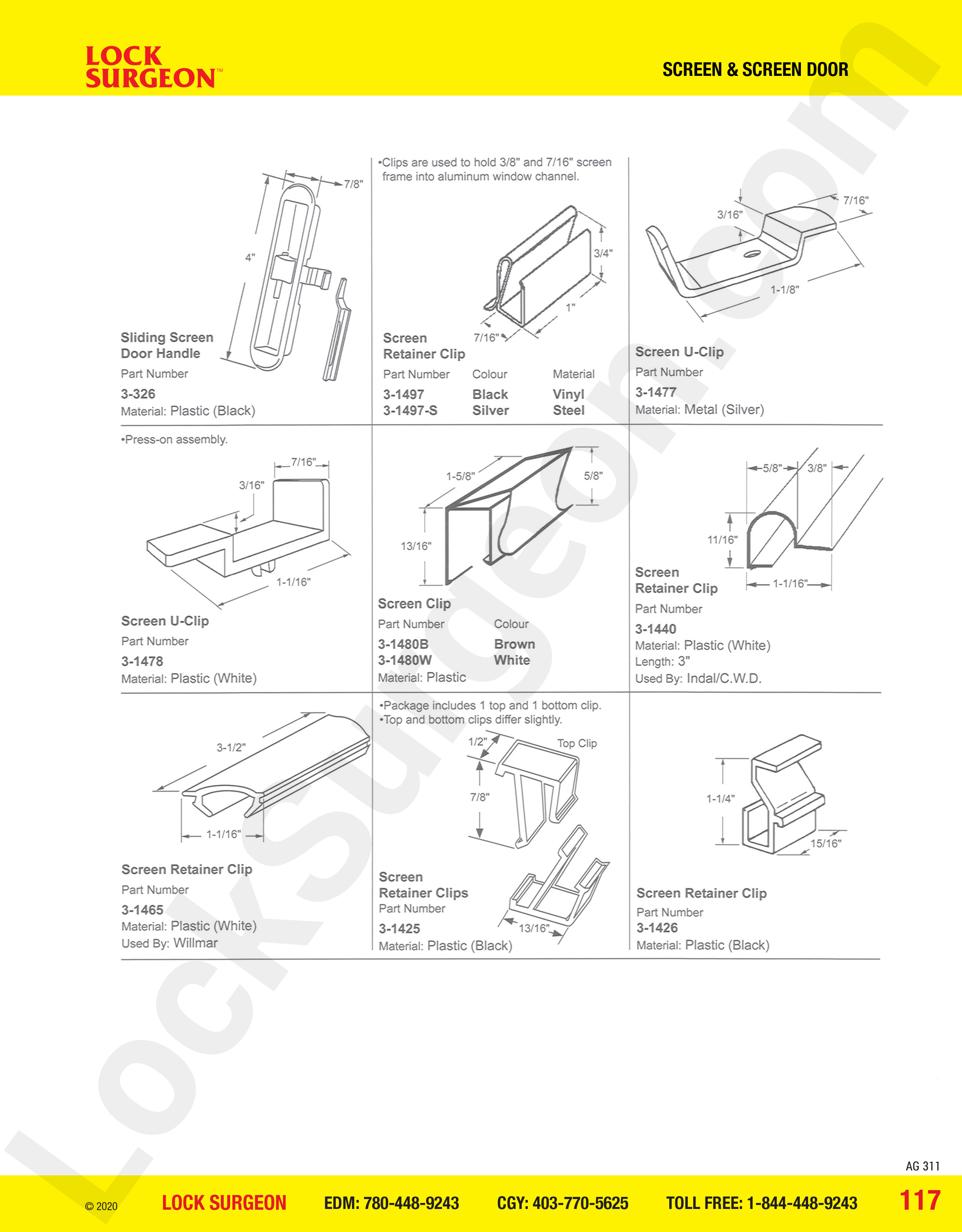 Screen and Screen retainer clips