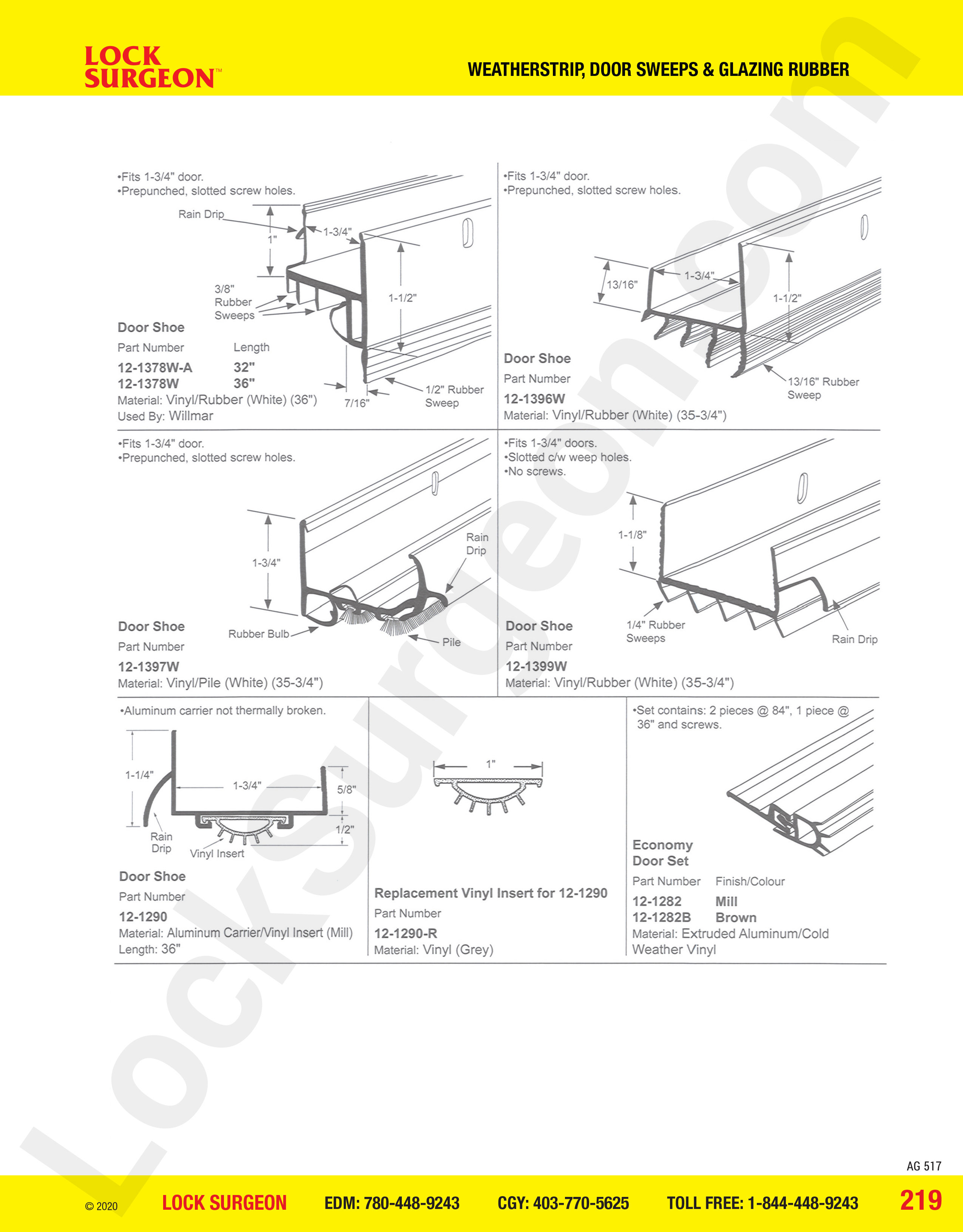 weatherstrip door sweeps and glazing rubber shoe parts