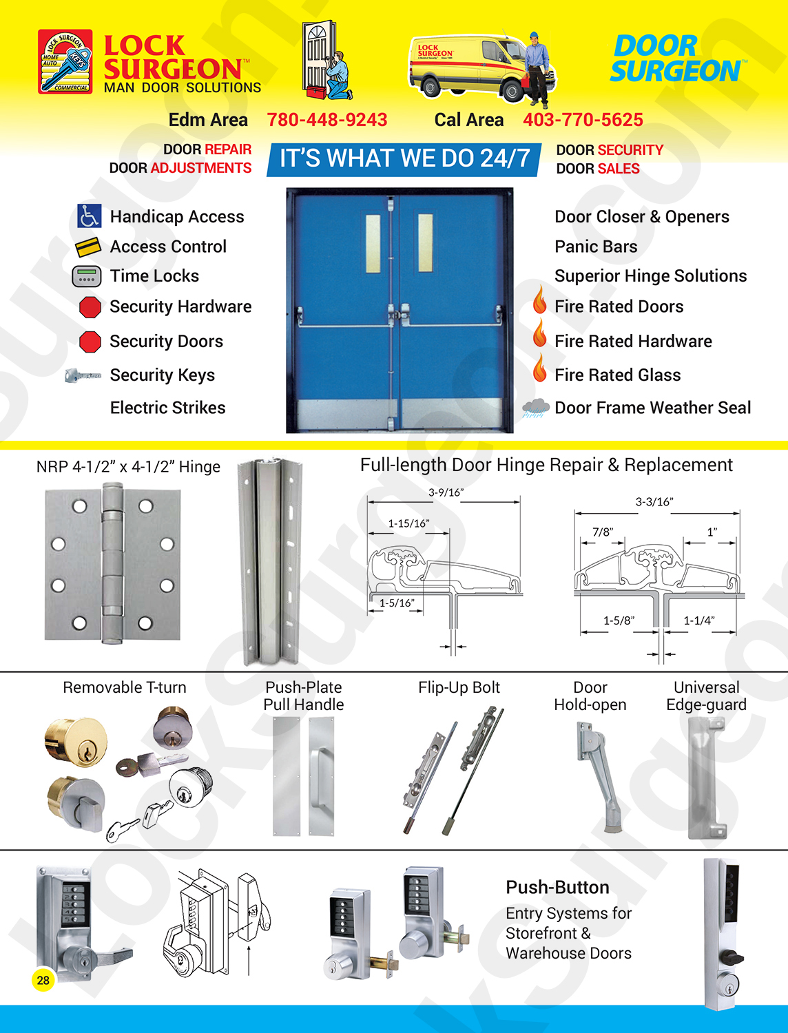 Steel door Repair & installation handicap access security hardware electric strikes door closers.