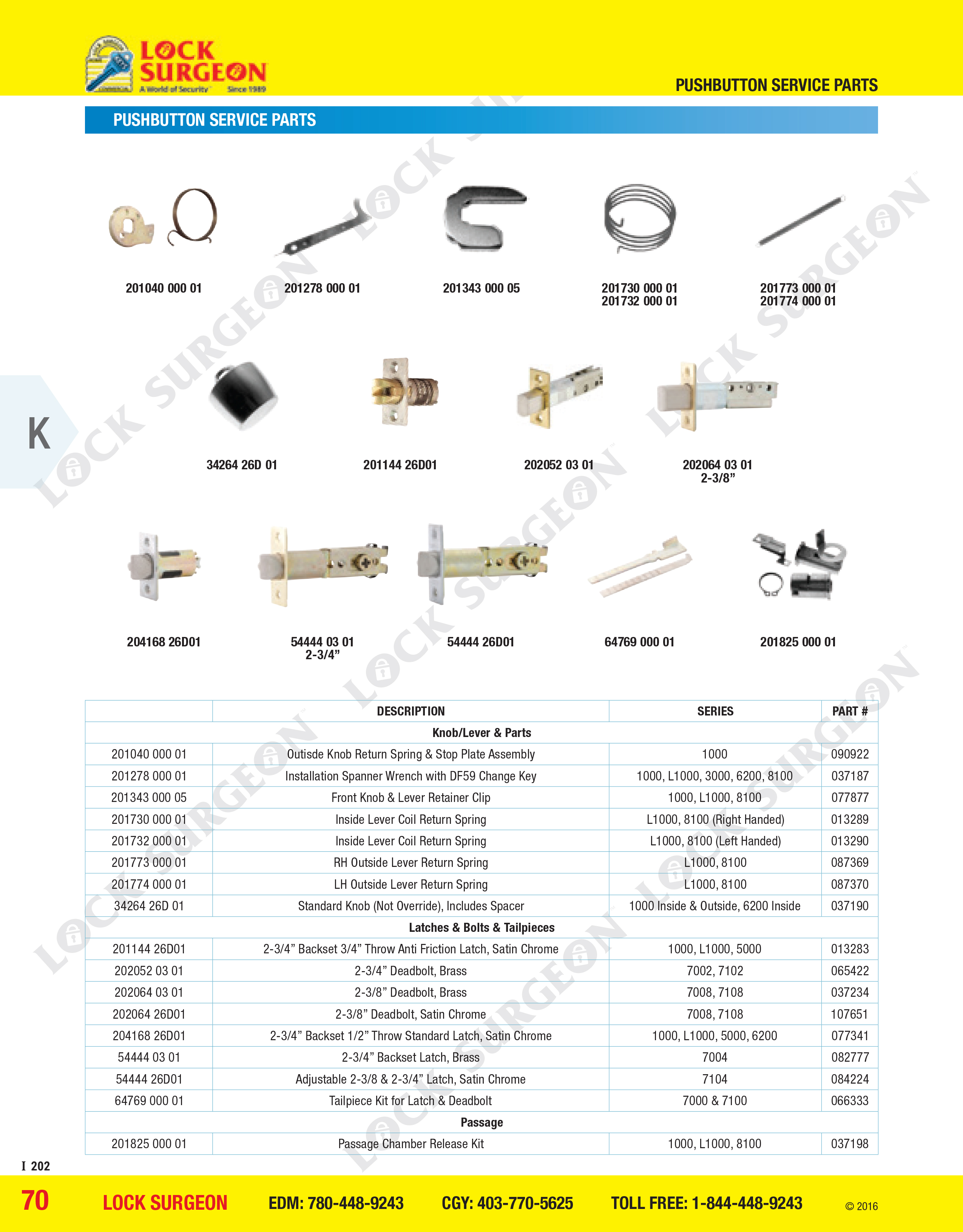 Knob lever latch-bolts tail-pieces repair service Kaba unican push-button digital entry door handle