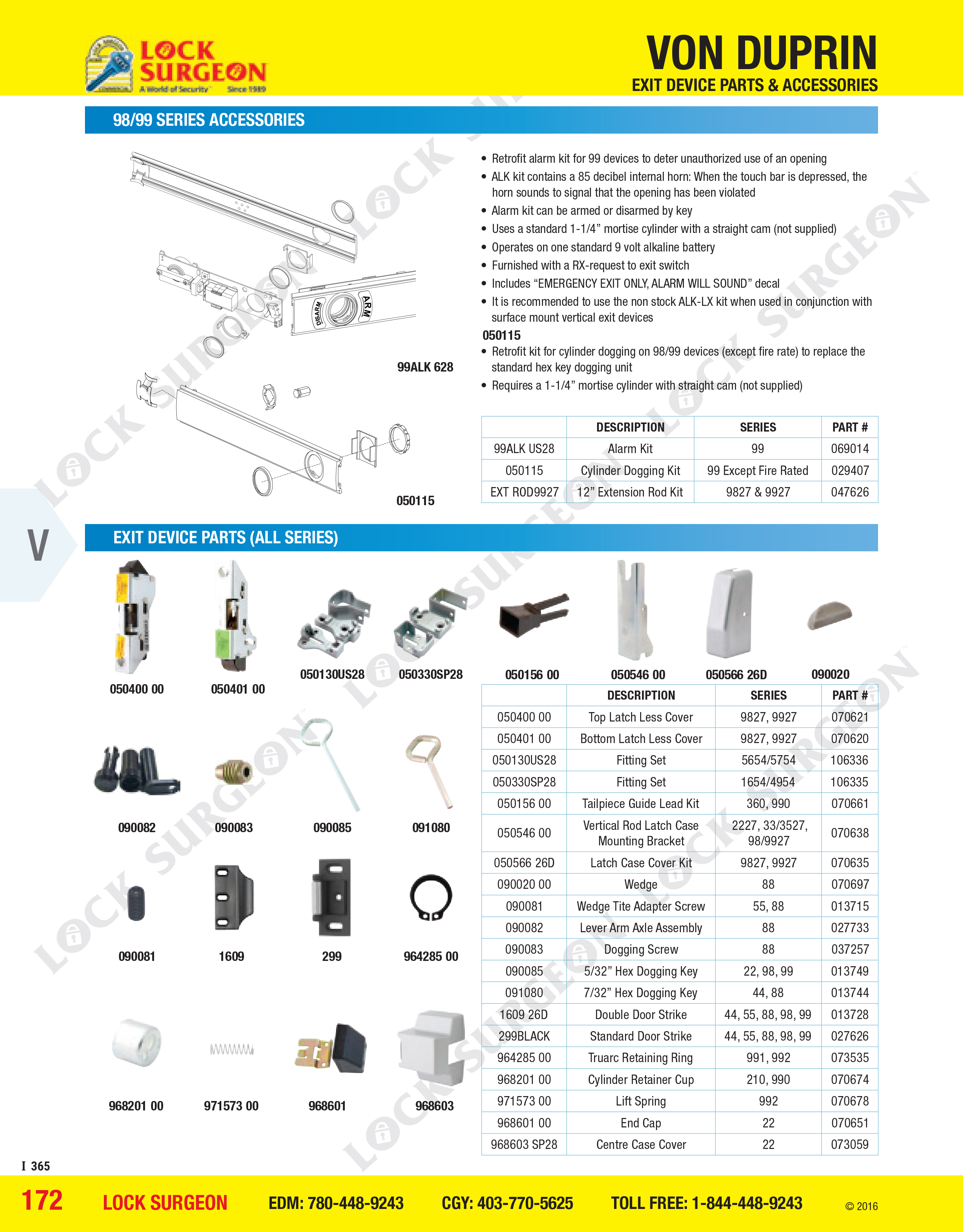 Von Duprin Panic Bar Exit Device Parts and Accessories