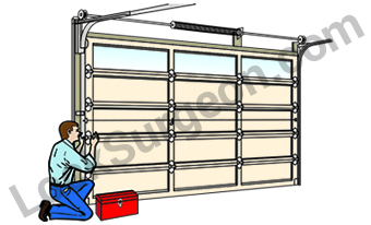 Garage door repair installation serviceman.