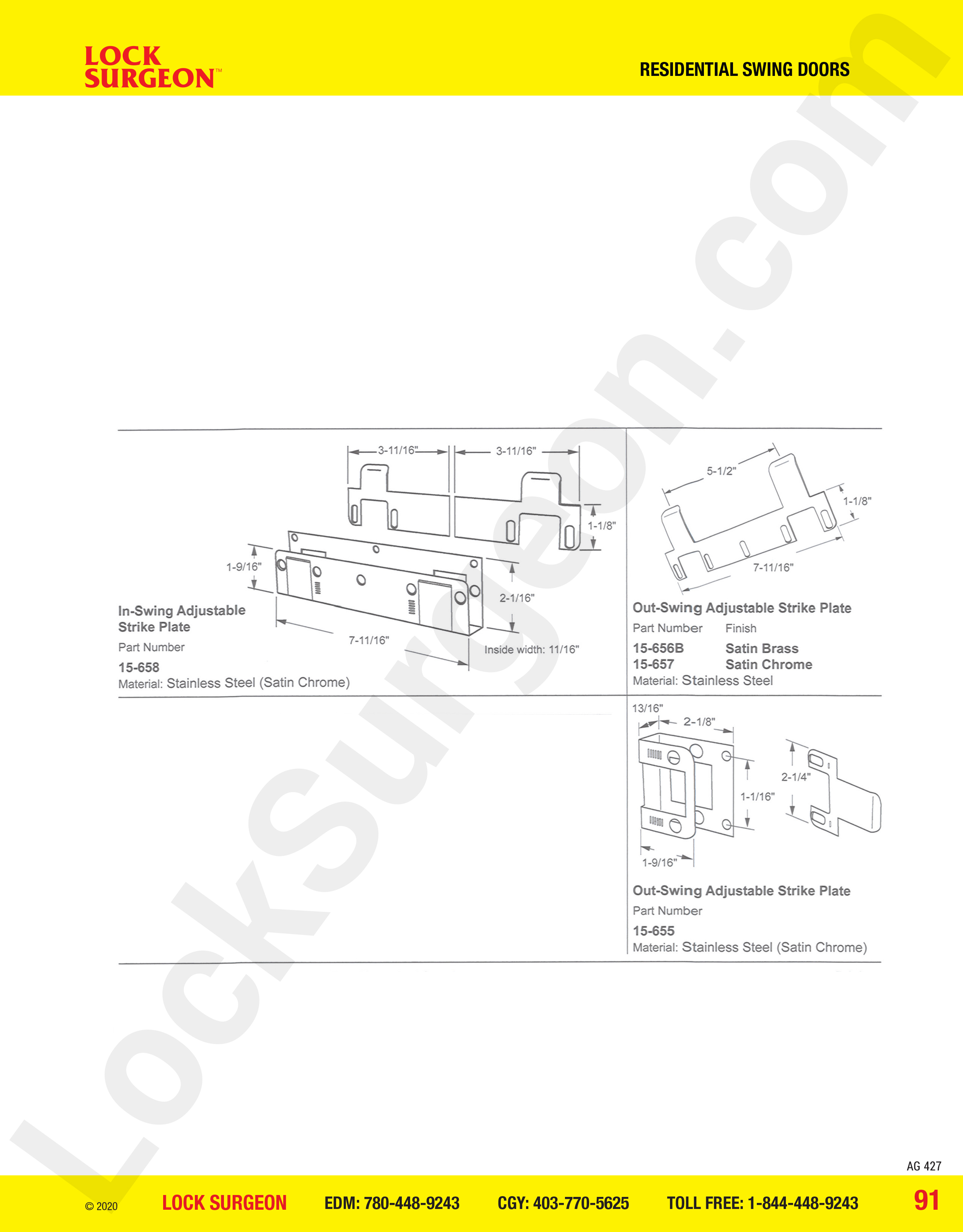 Residential Swing Doors strike plates