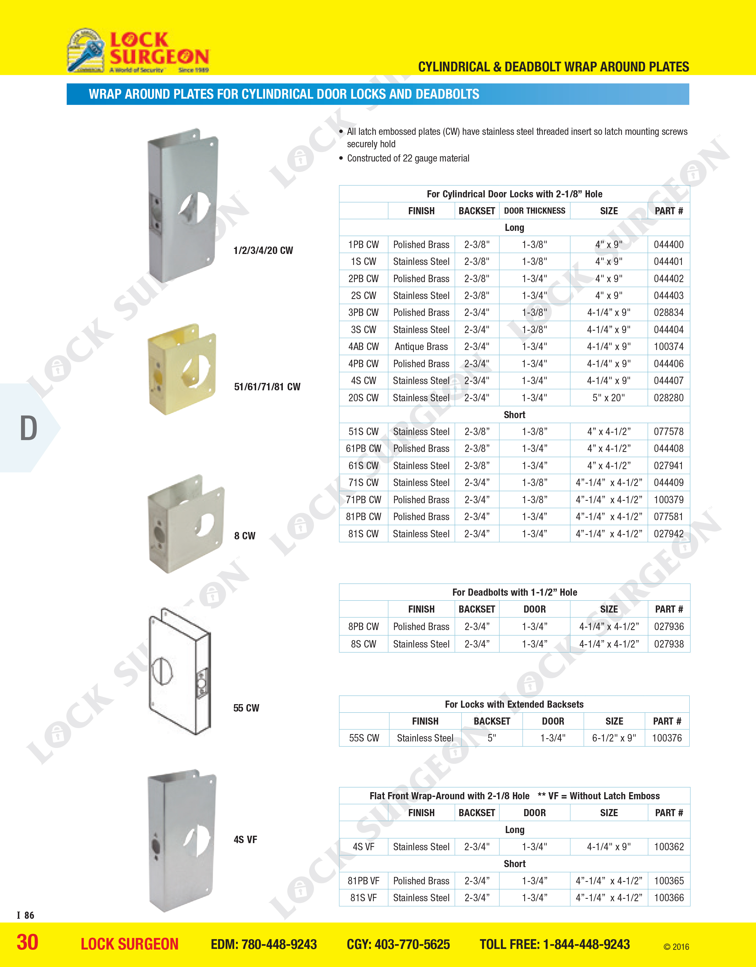 Wrap around plates for cylindrical door locks and deadbolts