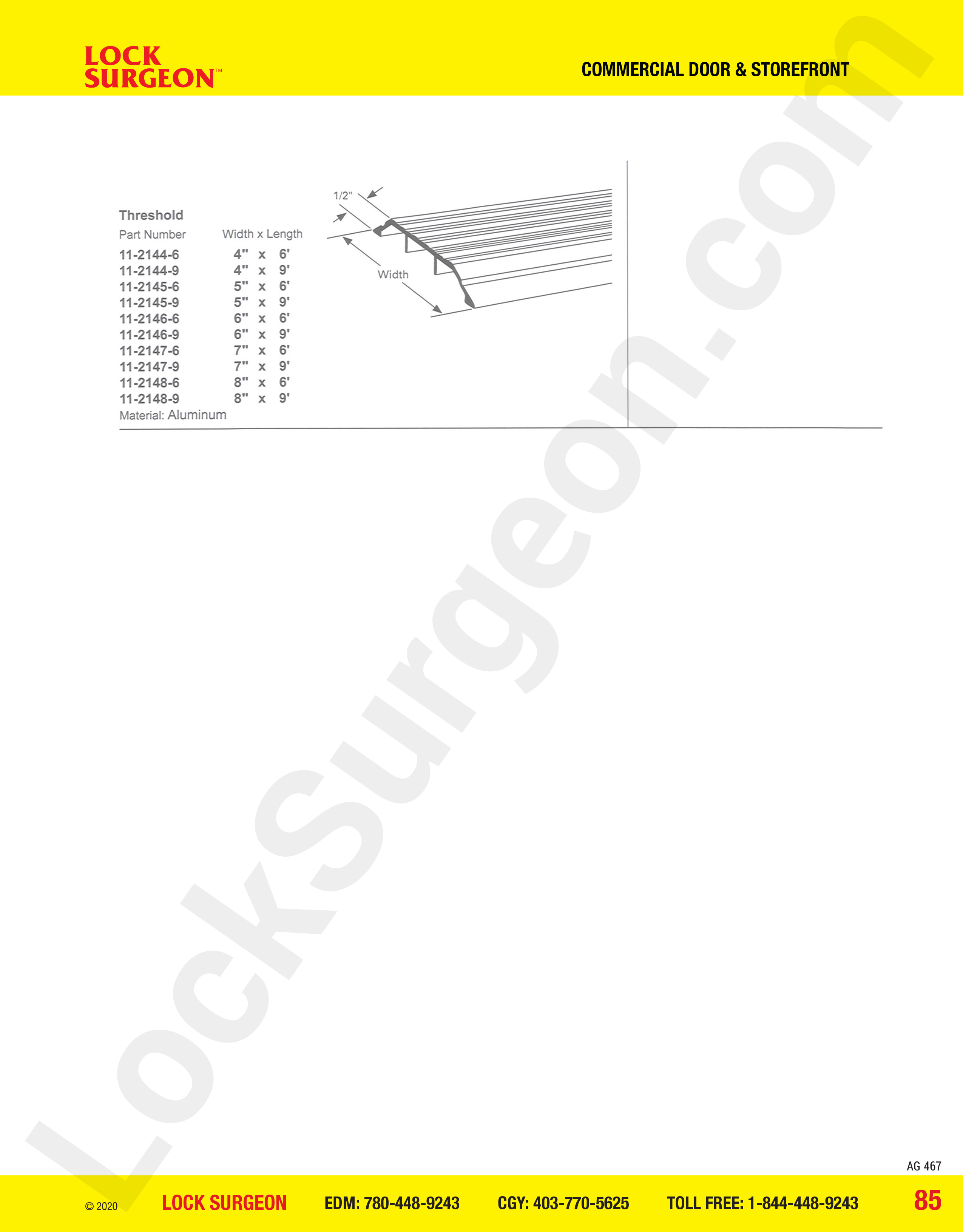 Commercial Door and Storefront door thresholds